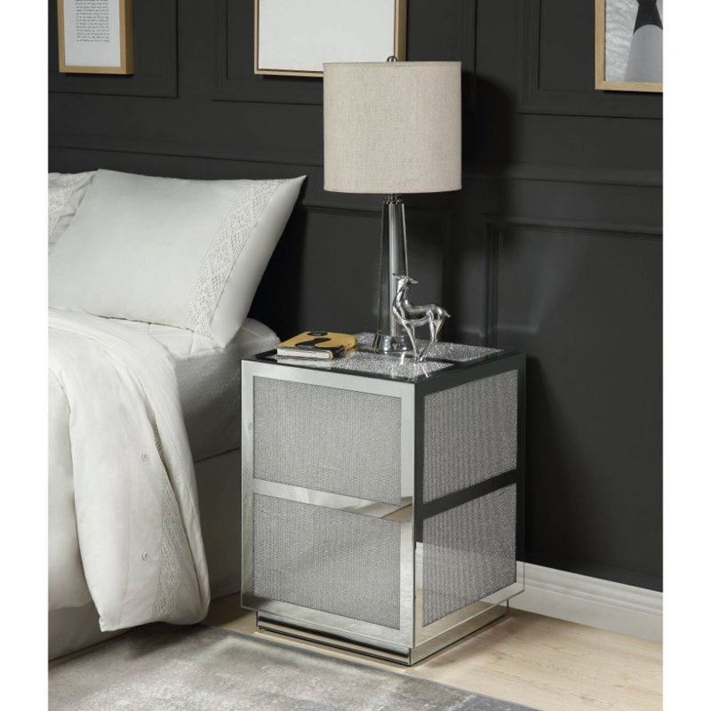 Mercer41 Kie Metal Nightstand in Silver Wayfair